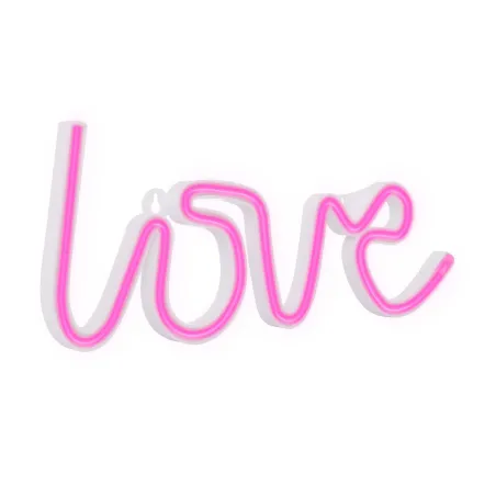 Lampe néon led sur piles forme de love amour rose