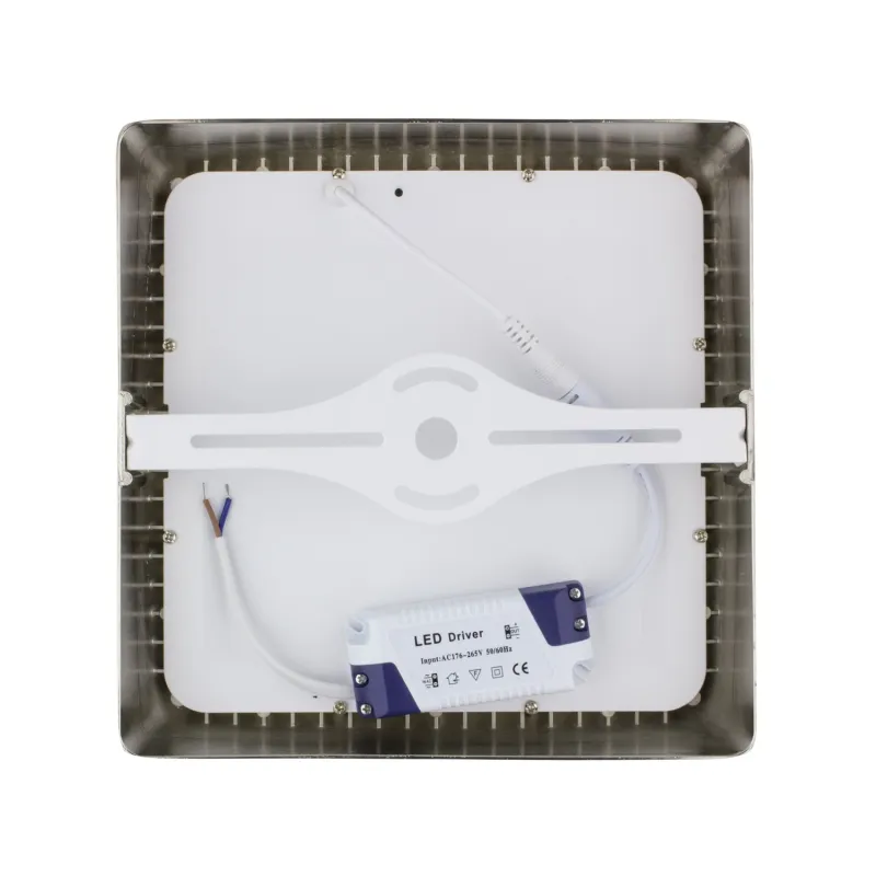 applique plafonnier inox led carre 24w installation en saillie