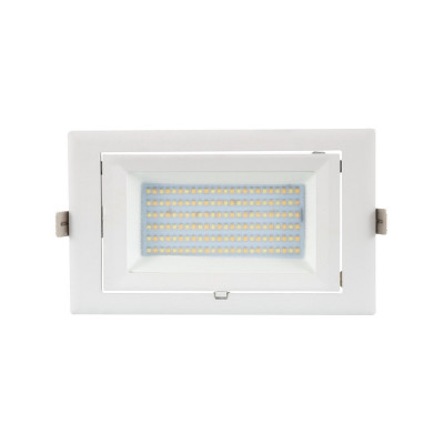 led encastrable 38w orientable rectangulaire blanc type halogene iodure 230x130mm-5000 lumens