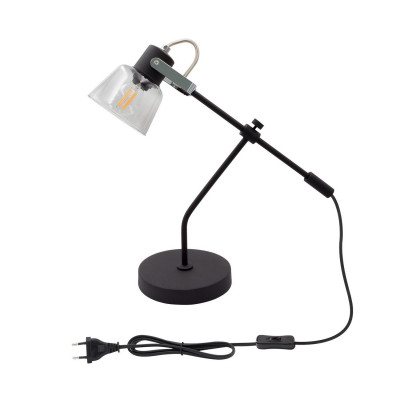 lampe de table noir patère orientable cloche verre culot e14