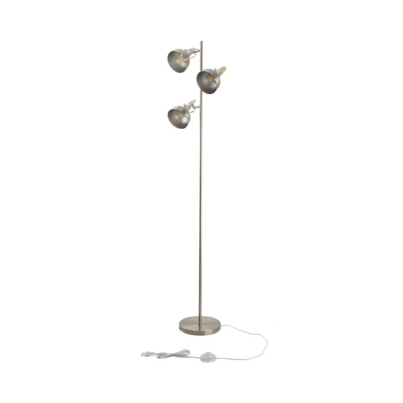 lampadaire lampe a poser 3 tetes orientable bois et acier-culot e14