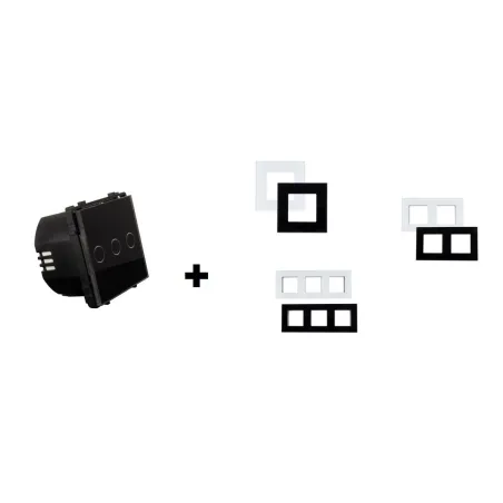 interrupteur tactile triple allumage verre noir ou blanc a composer