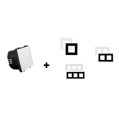 interrupteur tactile triple allumage verre noir ou blanc a composer