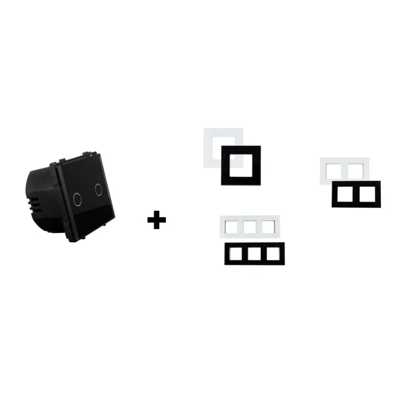 interrupteur double va et vient tactile verre noir ou blanc a composer