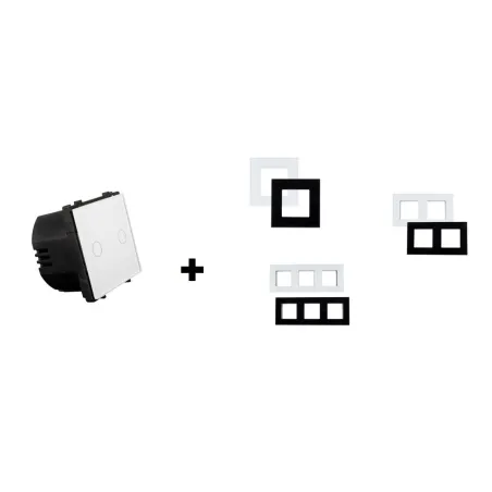 interrupteur double va et vient tactile verre noir ou blanc a composer