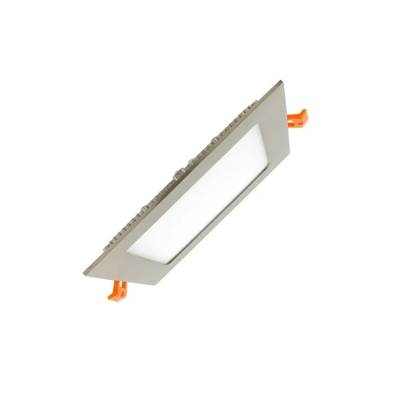 extra plat downlight dalle encastrable carré inox gris 12w-1000 lumens
