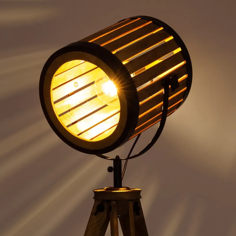 lampadaire sur pied bois 157 cm culot e27