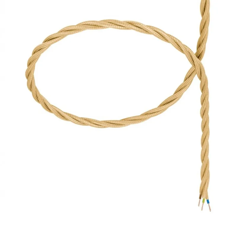 câble cordon tissu corde textile tressé doré au mètre