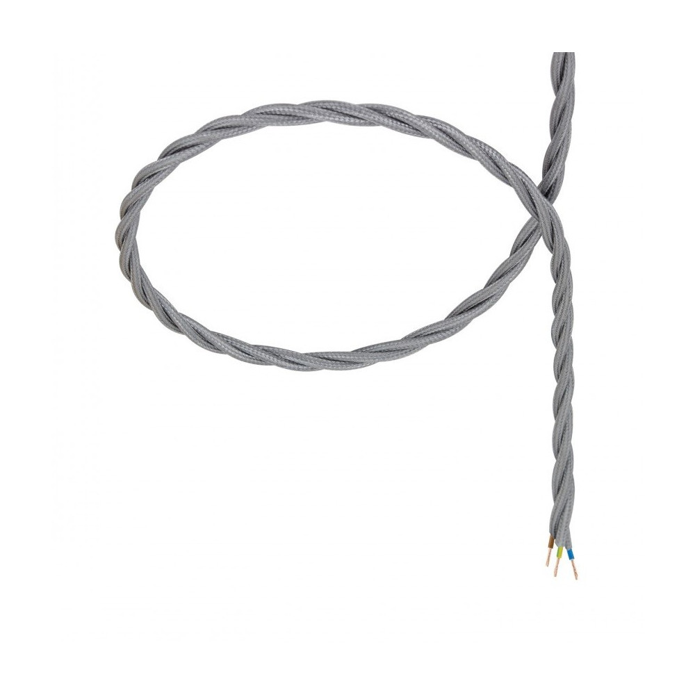 câble cordon tissu corde textile tressé gris au mètre