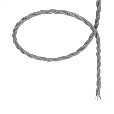 câble cordon tissu corde textile tressé gris au mètre