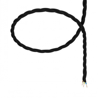 câble cordon tissu corde textile tressé noir au mètre