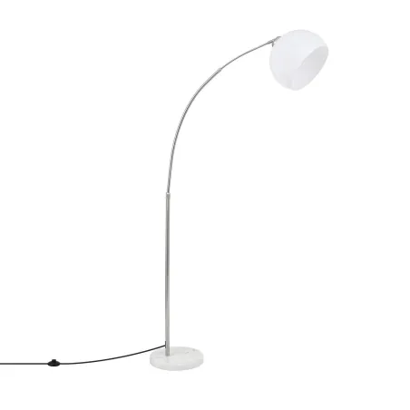 lampadaire 179cm arc chrome et blanc culot e27 pied aluminium moderne
