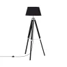 lampadaire 144cm abat-jour noir culot e27 pied bois reglable