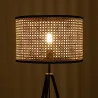lampadaire 145cm abat-jour rotin culot e27 pied noir