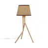 lampe sur pied abat-jour tressé culot e27 pied bois