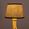 lampe sur pied abat-jour tressé culot e27 pied bois