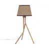lampe sur pied abat-jour tressé culot e27 pied bois