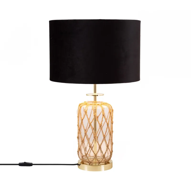lampe-sur-pied-verre-culot-e27-abat-jour-noir-retro