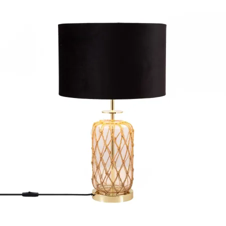 lampe-sur-pied-verre-culot-e27-abat-jour-noir-retro