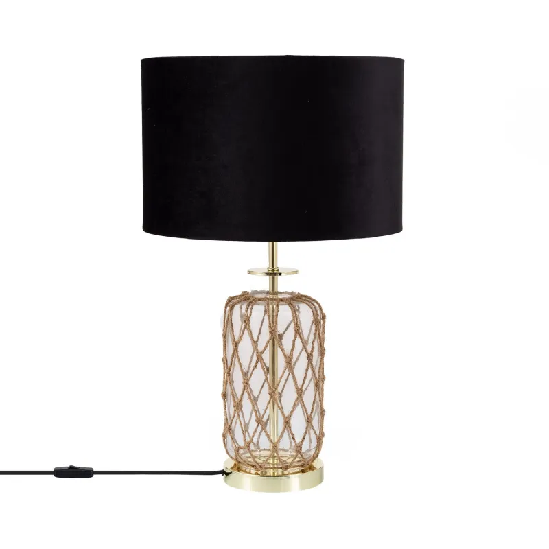 lampe-sur-pied-verre-culot-e27-abat-jour-noir-retro