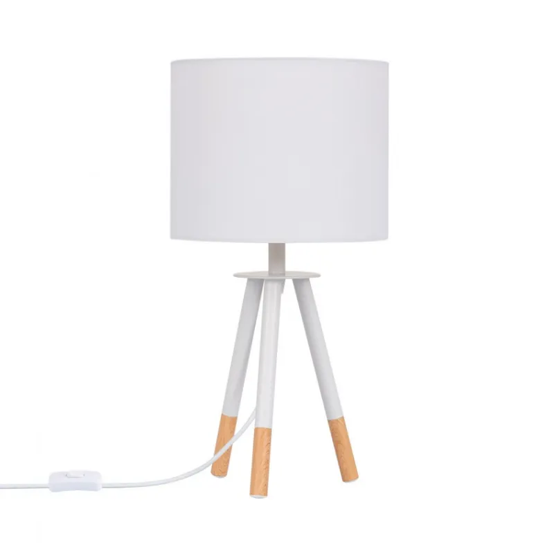 lampe-sur-pied-table-aluminium-blanc-abat-jour-blanc-culot-e27