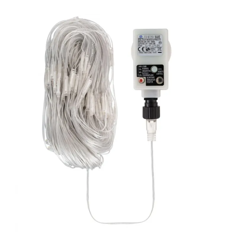 filet guirlande led rideaux lumineux 2x1.5m telecommande-ip44-extérieur-3000k