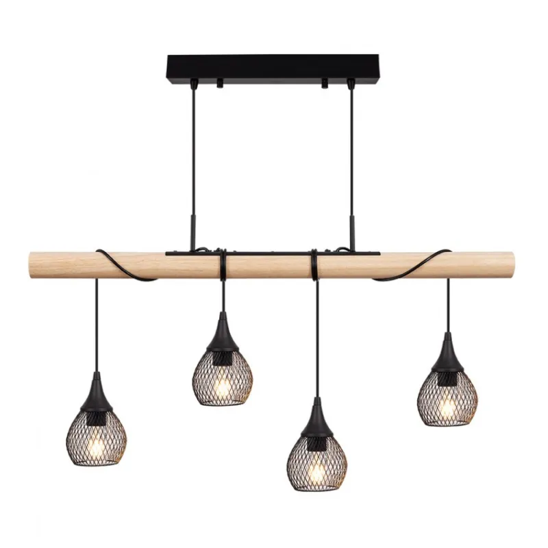 suspension-noire-et-bois-4-grille-vintage-lustre-plafonnier-culot-ampoule-e27