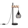 lampe de table tete suspendu noire et bois grille vintage culot e27