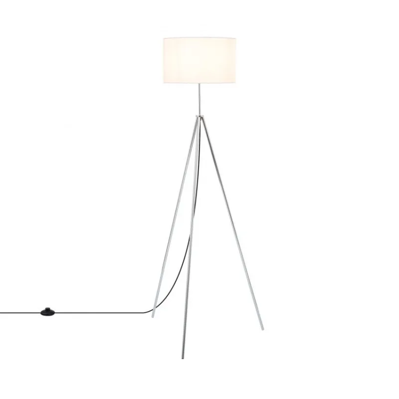 lampadaire sur pied 150cm aluminium abat-jour blanc culot e27