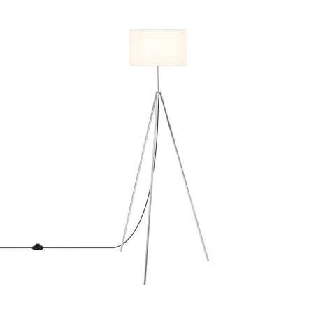 lampadaire sur pied 150cm aluminium abat-jour blanc culot e27