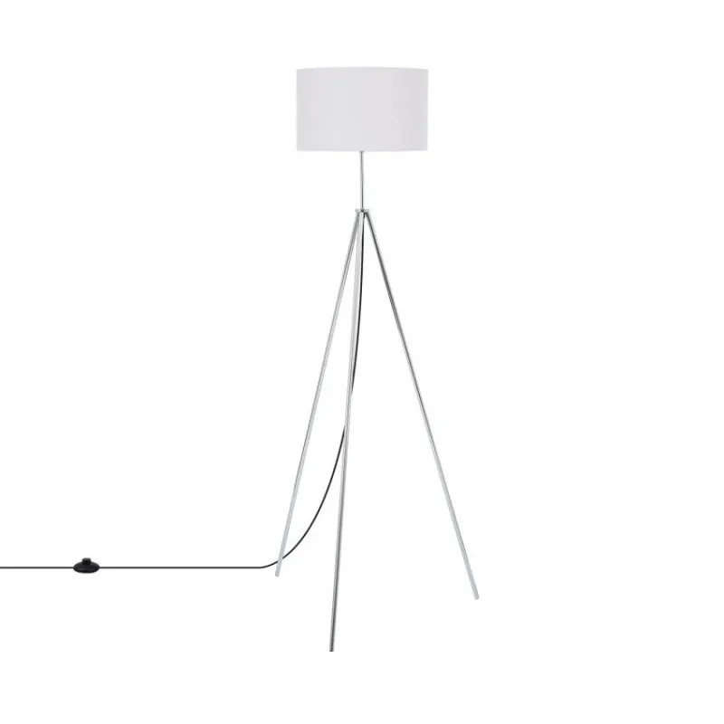 lampadaire sur pied 150cm aluminium abat-jour blanc culot e27