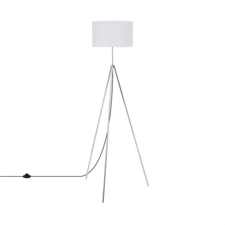 lampadaire sur pied 150cm aluminium abat-jour blanc culot e27