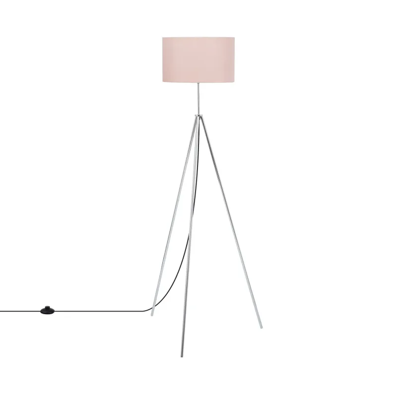 lampadaire sur pied 150cm aluminium abat-jour rose culot e27
