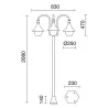 Lampadaire 3L. TROM IP43 E27 Noir.