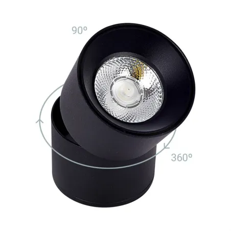 Applique plafonnier 30w led rond noir orientable saillie