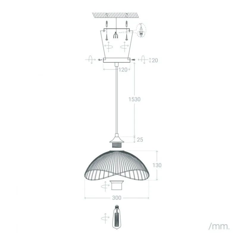 Suspension luminaire suspendu acier doré culot e27