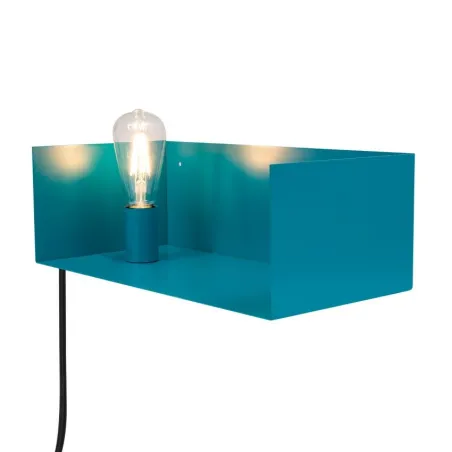 applique etagere murale bleu-culot e27