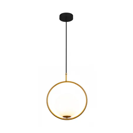Suspension luminaire suspendu acier doré boule culot e14
