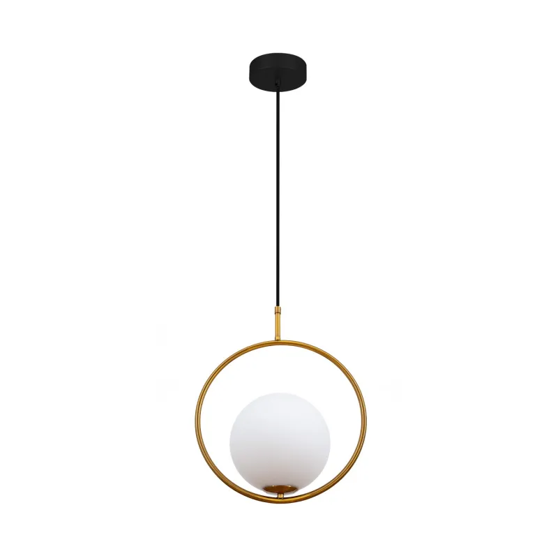 Suspension luminaire suspendu acier doré boule culot e14