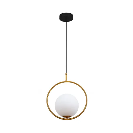 Suspension luminaire suspendu acier doré boule culot e14