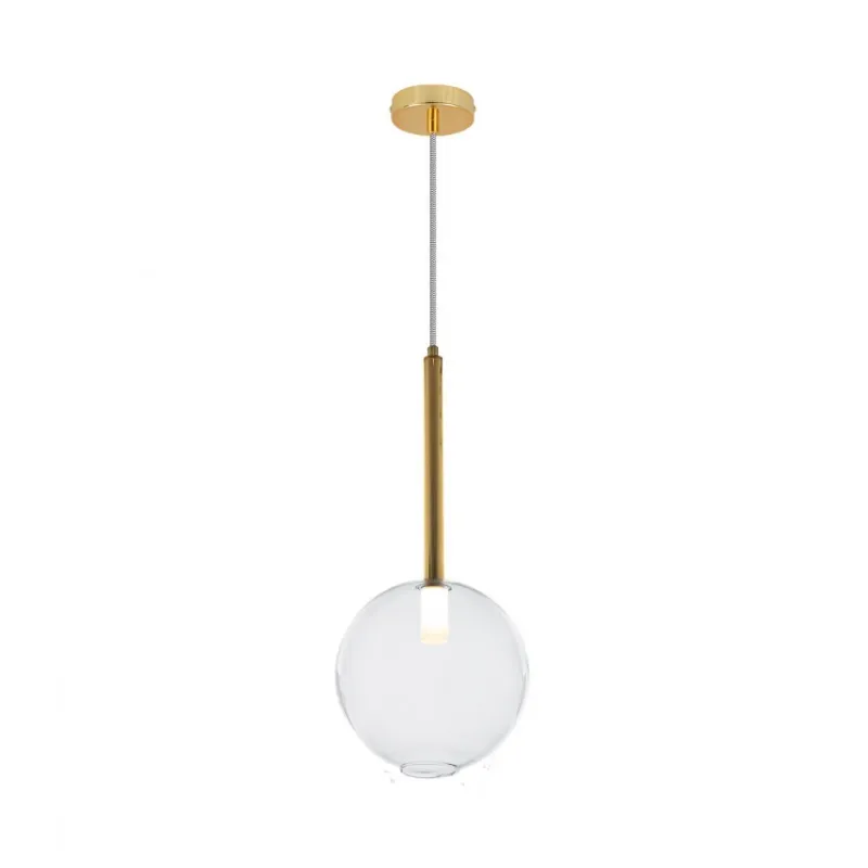 Suspension luminaire suspendu verre et acier doré culot g9