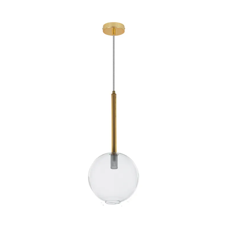 Suspension luminaire suspendu verre et acier doré culot g9
