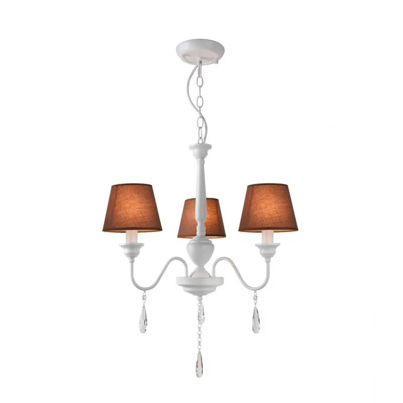 Lustre suspension luminaire suspendu blanc 3 tetes marron culot e14