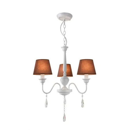Lustre suspension luminaire suspendu blanc 3 tetes marron culot e14