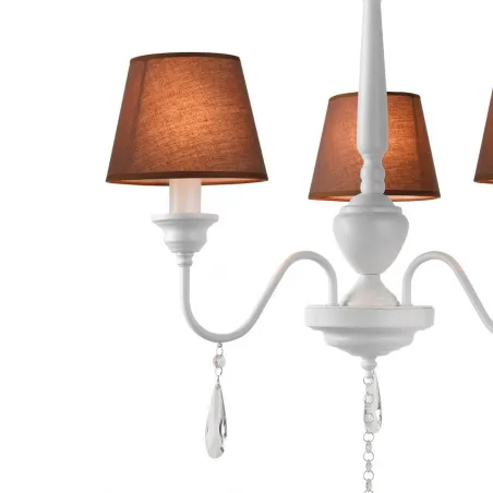 Lustre suspension luminaire suspendu blanc 3 tetes marron culot e14