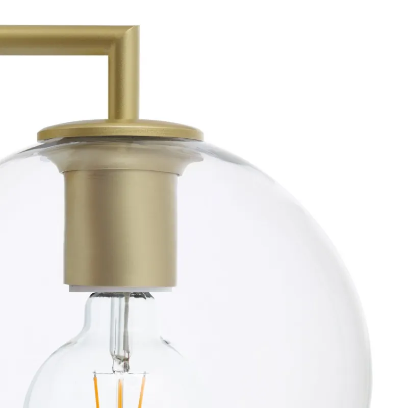 applique murale luminaire acier doré boule verre clair 28cm culot e27