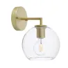 applique murale luminaire acier doré boule verre clair 28cm culot e27