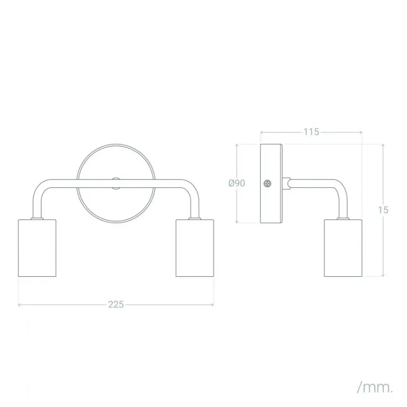 applique-murale-noire-double-douille-e27-aluminium-noir
