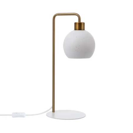 Lampe de table céramique blanche culot e27 pied blanc et bronze