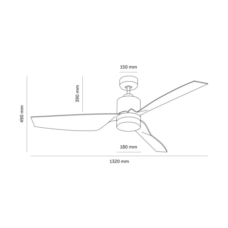 Ventilateur de plafond 3 pales blanche-3 vitesses-diametre 132cm-15w led cct